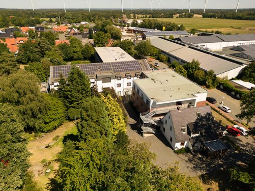 Das Haus aus der Vogelperspektive aus Richtung Hauptstraße